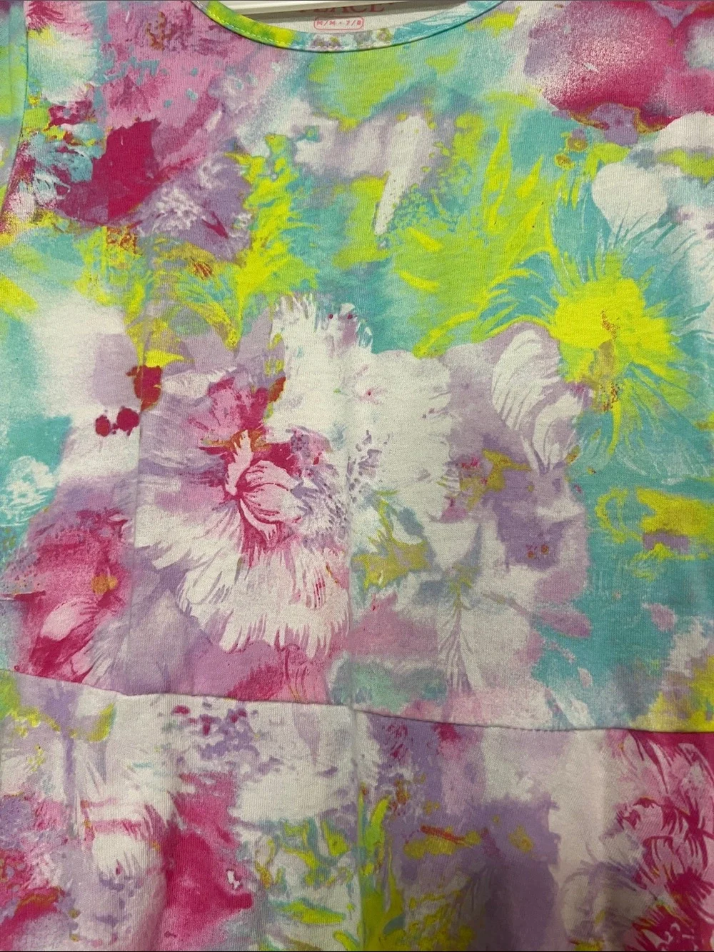 The Children's Place Pink Yellow Blue Floral Tie-Dye Skater Dress - Picture 5 of 5